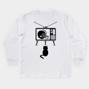 Cats Love Football Kids Long Sleeve T-Shirt